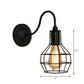 Metallic Black/Bronze Wall Lighting Global Cage 1 Head Vintage Industrial Wall Lamp with Gooseneck Arm Clearhalo 'Art deco wall lights' 'Cast Iron' 'Glass' 'Industrial wall lights' 'Industrial' 'Middle century wall lights' 'Modern' 'Rustic wall lights' 'Tiffany' 'Traditional wall lights' 'Wall Lamps & Sconces' 'Wall Lights' Lighting' 164918