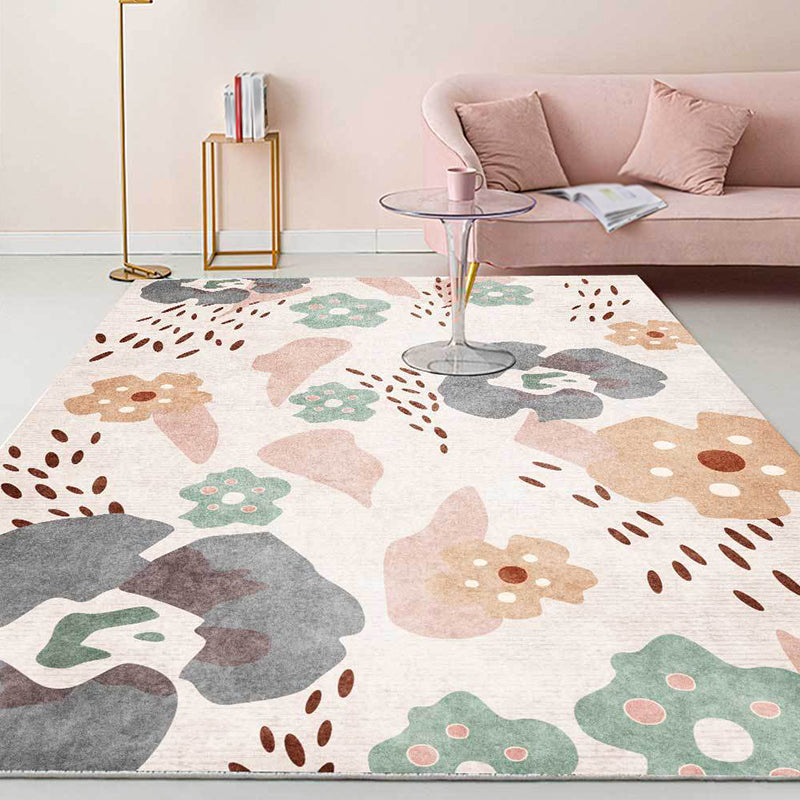 Pink Child's Room Rug Kids Floral Pattern Area Rug Polyester Anti-Slip Backing Carpet Pink Clearhalo 'Area Rug' 'Rug' 1649205