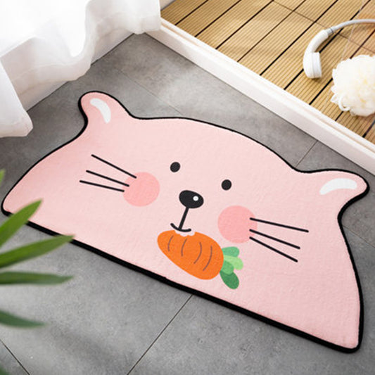 Kids Child's Room Irregular Rug in Pink and Orange Animal Tiger Lion Rabbit Print Rug Polyester Stain-Resistant Area Rug Pink 2' x 3'11" Clearhalo 'Area Rug' 'Rug' 1649240