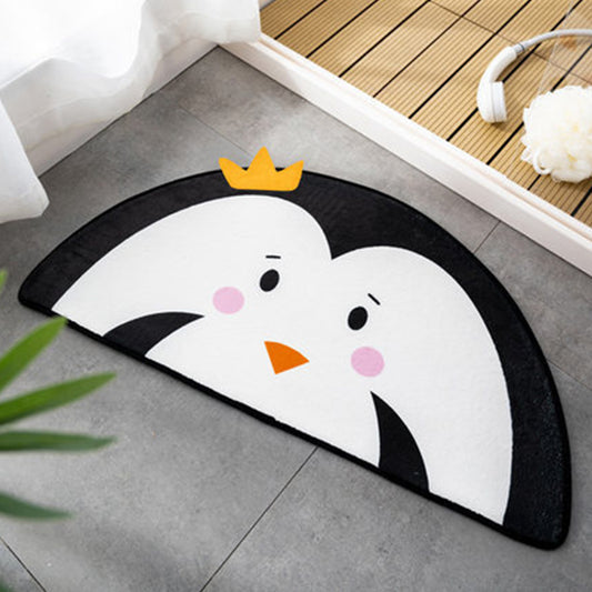 Kids Child's Room Irregular Rug in Pink and Orange Animal Tiger Lion Rabbit Print Rug Polyester Stain-Resistant Area Rug White 2' x 3'11"
