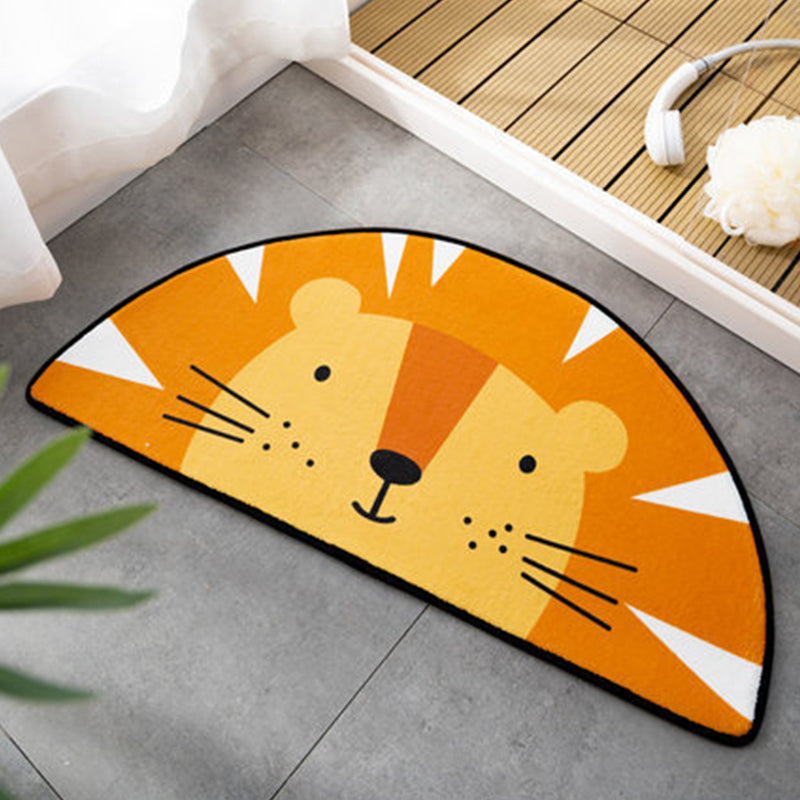 Kids Child's Room Irregular Rug in Pink and Orange Animal Tiger Lion Rabbit Print Rug Polyester Stain-Resistant Area Rug Light Orange 2' x 3'11" Clearhalo 'Area Rug' 'Rug' 1649244