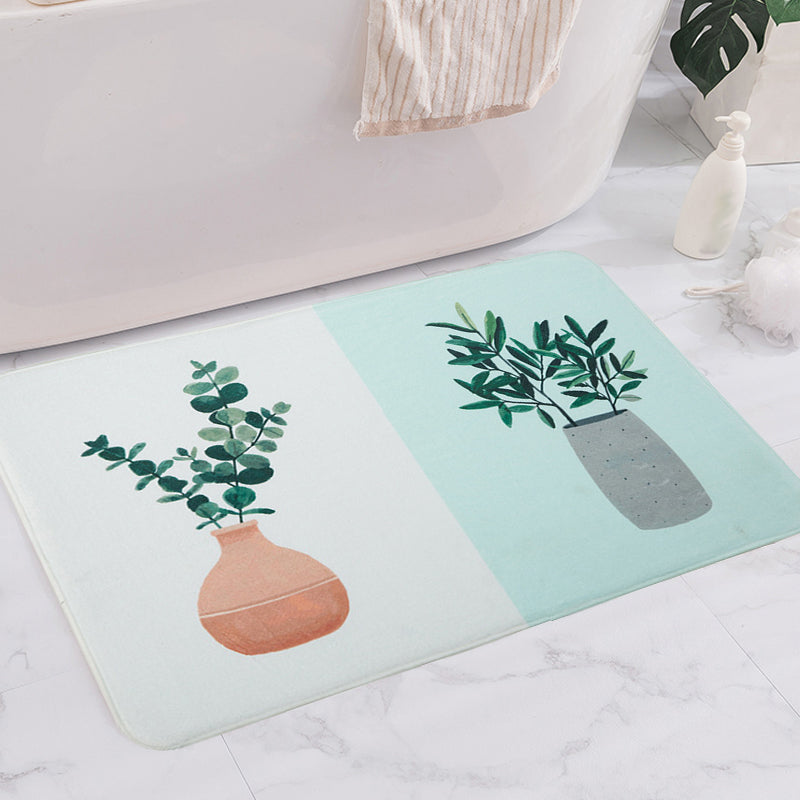 Green and Pink Nursery Rug Kids Botanical Leaf Potted Plants Pattern Area Rug Polyester Pet Friendly Carpet Clearhalo 'Area Rug' 'Rug' 1649259