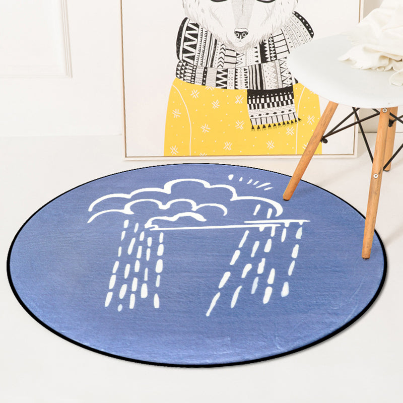 Simple Kids Rug in Pink and Blue Fairy Tales Rainy Sunset Moon Pattern Rug Polyester Washable Carpet for Children's Room Blue Clearhalo 'Area Rug' 'Rug' 1649264