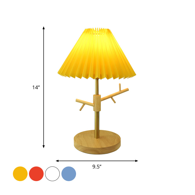 Nordic Folded Night Table Lamp Paper 1-Head Study Room Desk Light with Ornament Rack in White/Red/Yellow Clearhalo 'Lamps' 'Table Lamps' Lighting' 1649347