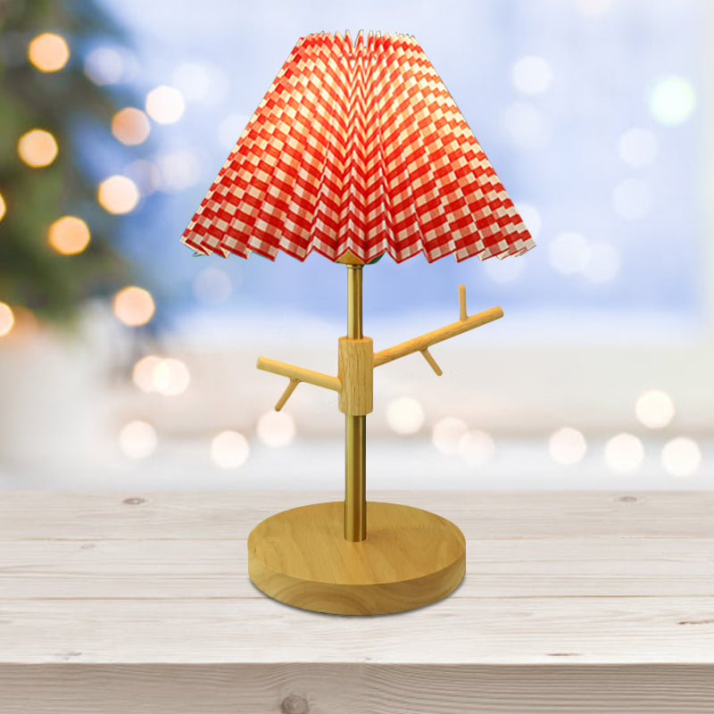 Nordic Folded Night Table Lamp Paper 1-Head Study Room Desk Light with Ornament Rack in White/Red/Yellow Clearhalo 'Lamps' 'Table Lamps' Lighting' 1649349