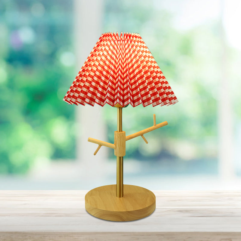 Nordic Folded Night Table Lamp Paper 1-Head Study Room Desk Light with Ornament Rack in White/Red/Yellow Clearhalo 'Lamps' 'Table Lamps' Lighting' 1649350