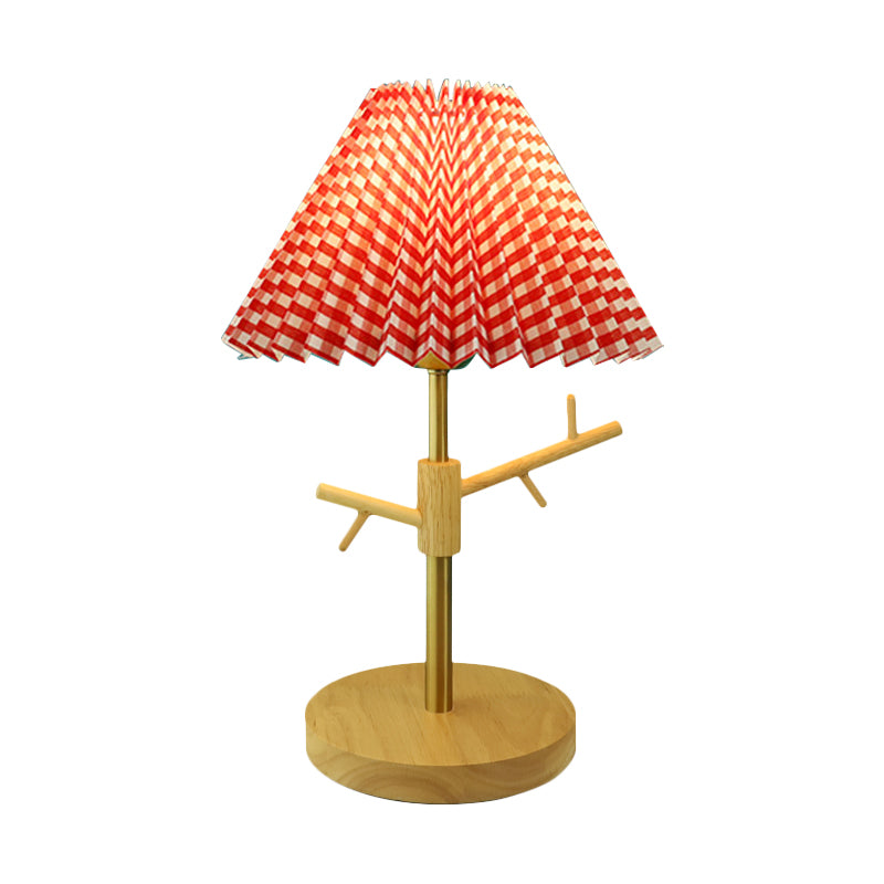 Nordic Folded Night Table Lamp Paper 1-Head Study Room Desk Light with Ornament Rack in White/Red/Yellow Clearhalo 'Lamps' 'Table Lamps' Lighting' 1649351