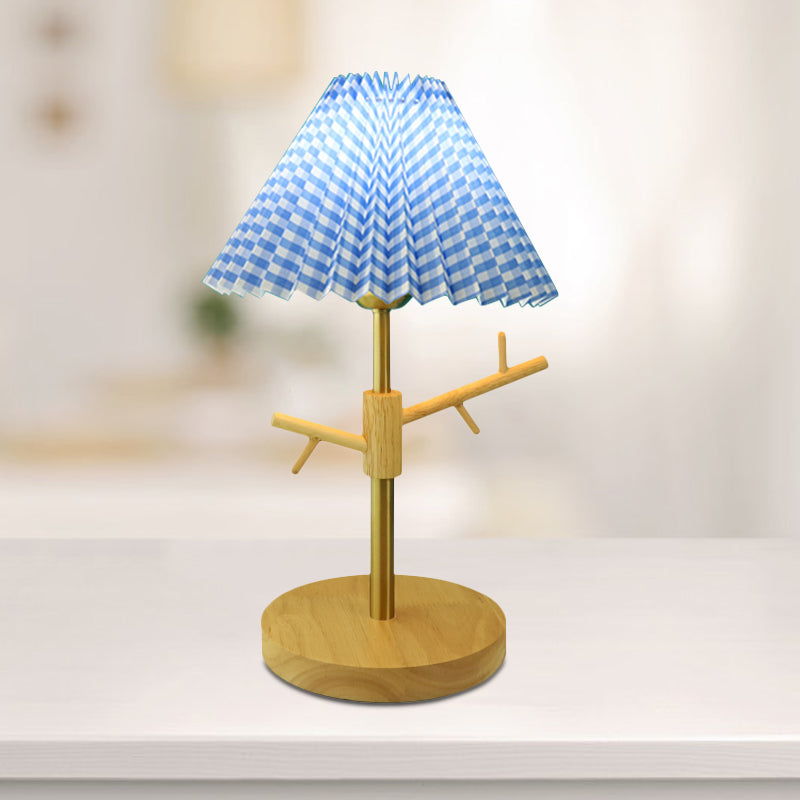 Nordic Folded Night Table Lamp Paper 1-Head Study Room Desk Light with Ornament Rack in White/Red/Yellow Blue Clearhalo 'Lamps' 'Table Lamps' Lighting' 1649356
