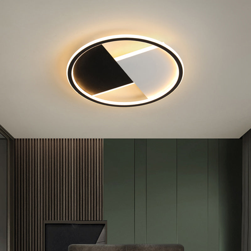 Black and White Circular Ceiling Light Fixture Simplicity LED Metal Flush Mount Lamp - Clearhalo - 'Ceiling Lights' - 'Close To Ceiling Lights' - 'Close to ceiling' - 'Flush mount' - Lighting' - 1649369