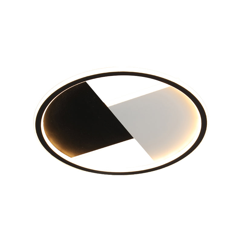 Black and White Circular Ceiling Light Fixture Simplicity LED Metal Flush Mount Lamp - Clearhalo - 'Ceiling Lights' - 'Close To Ceiling Lights' - 'Close to ceiling' - 'Flush mount' - Lighting' - 1649370