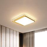 Gold Square Ceiling Flush Mount Modernism 10"/18"/21.5" W LED Metal Flush Light for Sitting Room, Warm/White Light