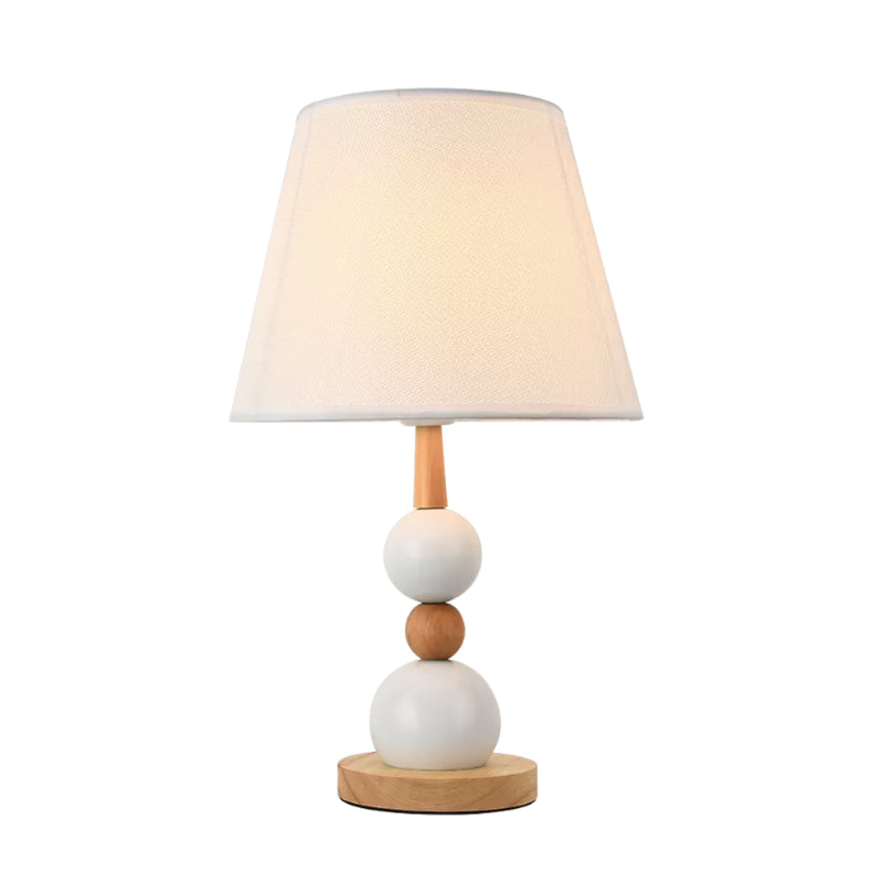 Modern Cone Desk Light Fabric 1-Head Study Room Table Lamp with Round Wooden Base in Black/White Clearhalo 'Lamps' 'Table Lamps' Lighting' 1649423