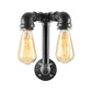 2 Lights Wall Lighting with Pipe and Open Bulb Metal Warehouse Style Bathroom Wall Mounted Lamp in Bronze/Black Clearhalo 'Art deco wall lights' 'Cast Iron' 'Glass' 'Industrial wall lights' 'Industrial' 'Middle century wall lights' 'Modern' 'Rustic wall lights' 'Tiffany' 'Traditional wall lights' 'Wall Lamps & Sconces' 'Wall Lights' Lighting' 164943
