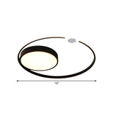 Acrylic Ring Flush Light Contemporary 16"/23.5" Width LED Black Ceiling Light Fixture, Warm/White Light Clearhalo 'Ceiling Lights' 'Close To Ceiling Lights' 'Close to ceiling' 'Flush mount' Lighting' 1649436