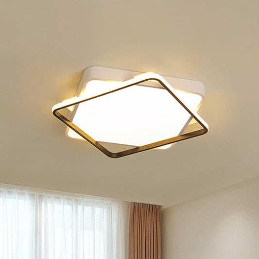 Square Metal Ceiling Light Fixture Modern Gold LED Flush Mount Lamp in Warm/White Light, 18"/23.5" Width Black-White Clearhalo 'Ceiling Lights' 'Close To Ceiling Lights' 'Close to ceiling' 'Flush mount' Lighting' 1649438