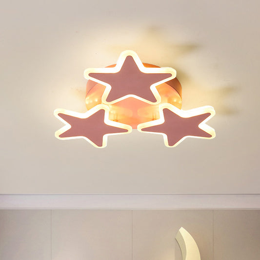 Star Ceiling Light Fixture Cartoon Acrylic LED Pink Flushmount Lighting for Bedroom Clearhalo 'Ceiling Lights' 'Close To Ceiling Lights' 'Close to ceiling' 'Flush mount' Lighting' 1649477