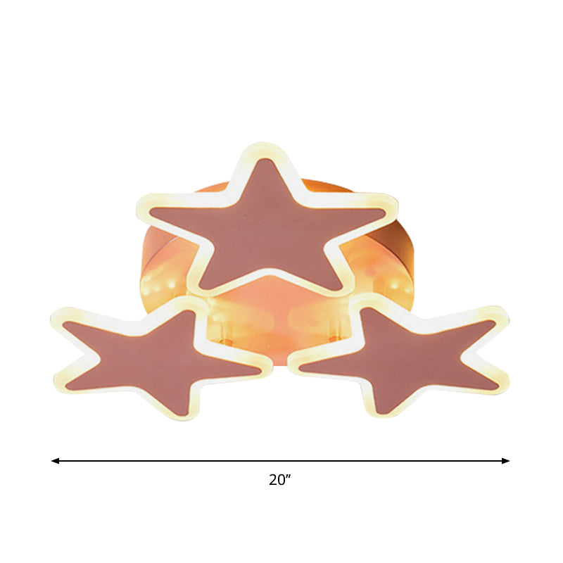 Star Ceiling Light Fixture Cartoon Acrylic LED Pink Flushmount Lighting for Bedroom Clearhalo 'Ceiling Lights' 'Close To Ceiling Lights' 'Close to ceiling' 'Flush mount' Lighting' 1649479