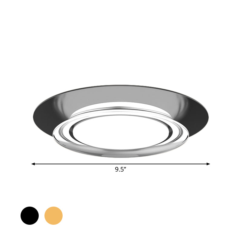 Black/Gold Round Flush Light Fixture Simple Metal LED Ceiling Flush Mount for Parlor in Warm/White Light Clearhalo 'Ceiling Lights' 'Close To Ceiling Lights' 'Close to ceiling' 'Flush mount' Lighting' 1649495