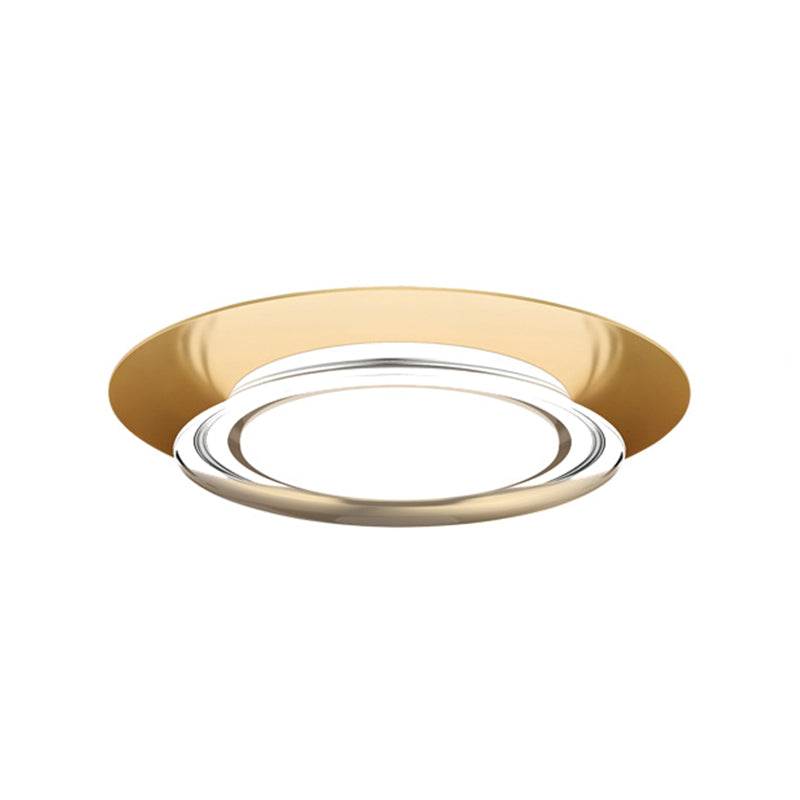 Black/Gold Round Flush Light Fixture Simple Metal LED Ceiling Flush Mount for Parlor in Warm/White Light Clearhalo 'Ceiling Lights' 'Close To Ceiling Lights' 'Close to ceiling' 'Flush mount' Lighting' 1649499