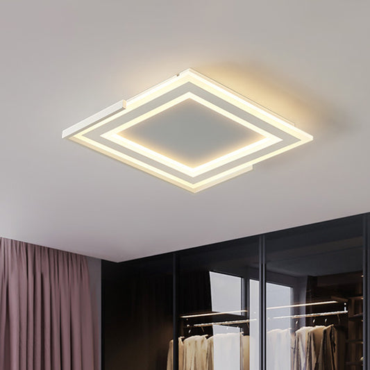 LED Bedroom Flush Light Fixture Contemporary Gold Ceiling Mounted Light with Square Acrylic Shade in White/Warm Light, 16"/20.5" W White Clearhalo 'Ceiling Lights' 'Close To Ceiling Lights' 'Close to ceiling' 'Flush mount' Lighting' 1649505