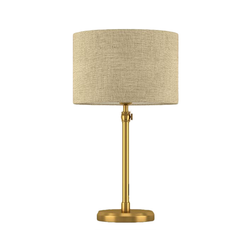 Gold Single Head Night Table Light Retro Style Fabric Cylinder Reading Lighting for Living Room Clearhalo 'Lamps' 'Table Lamps' Lighting' 1649512