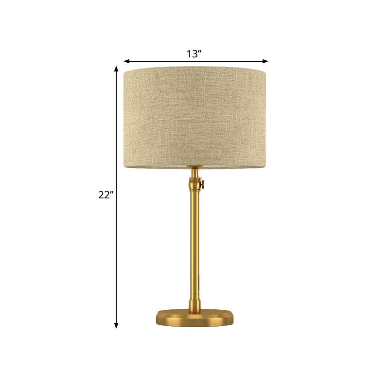 Gold Single Head Night Table Light Retro Style Fabric Cylinder Reading Lighting for Living Room Clearhalo 'Lamps' 'Table Lamps' Lighting' 1649513