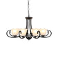 Black 4/6/8-Bulb Ceiling Chandelier Warehouse Frosted Glass Flower Hanging Light Kit with Scroll Arm Clearhalo 'Ceiling Lights' 'Chandeliers' Lighting' options 1649527