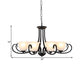 Black 4/6/8-Bulb Ceiling Chandelier Warehouse Frosted Glass Flower Hanging Light Kit with Scroll Arm Clearhalo 'Ceiling Lights' 'Chandeliers' Lighting' options 1649528