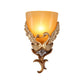 Gold Single Head Sconce Light Rustic Amber Fluted Glass Tapered Wall Mounted Lighting with Swan and Flower Design Clearhalo 'Wall Lamps & Sconces' 'Wall Lights' Lighting' 1649531