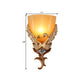Gold Single Head Sconce Light Rustic Amber Fluted Glass Tapered Wall Mounted Lighting with Swan and Flower Design Clearhalo 'Wall Lamps & Sconces' 'Wall Lights' Lighting' 1649532