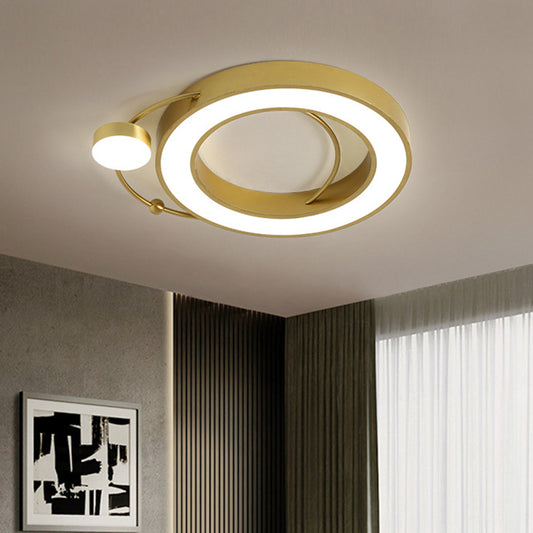 Simplicity LED Flush Ceiling Light with Metal Frame Gold Hoop Shaped Ceiling Mounted Fixture in Warm/White Light Gold Clearhalo 'Ceiling Lights' 'Close To Ceiling Lights' 'Close to ceiling' 'Flush mount' Lighting' 1649541