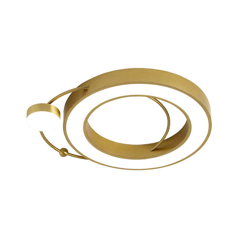 Simplicity LED Flush Ceiling Light with Metal Frame Gold Hoop Shaped ...