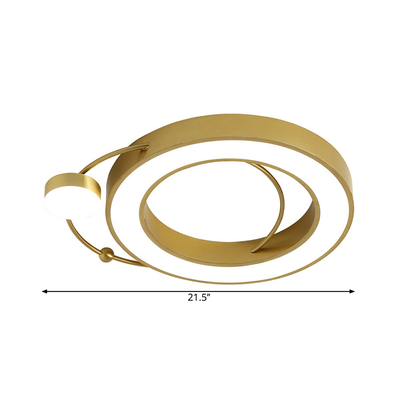 Simplicity LED Flush Ceiling Light with Metal Frame Gold Hoop Shaped Ceiling Mounted Fixture in Warm/White Light Clearhalo 'Ceiling Lights' 'Close To Ceiling Lights' 'Close to ceiling' 'Flush mount' Lighting' 1649544