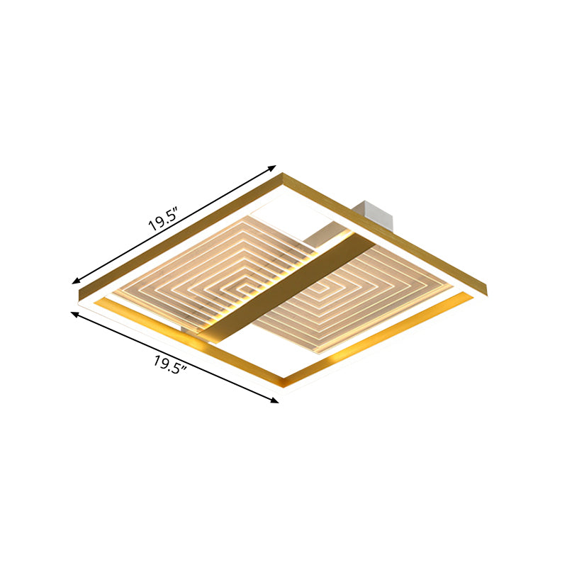 Modernist Square Frame Flush Mount Lighting Metal Sitting Room LED Ceiling Light Fixture in Gold, 16"/19.5" Width Clearhalo 'Ceiling Lights' 'Close To Ceiling Lights' 'Close to ceiling' 'Flush mount' Lighting' 1649549