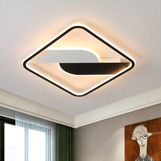 Geometric Pattern Metal Ceiling Light Fixture Modern Black LED Flush Mount Light for Living Room, 16"/35.5" Wide Black 16" Clearhalo 'Ceiling Lights' 'Close To Ceiling Lights' 'Close to ceiling' 'Flush mount' Lighting' 1649550
