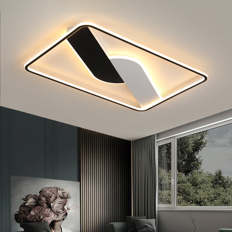 Geometric Pattern Metal Ceiling Light Fixture Modern Black LED Flush Mount Light for Living Room, 16"/35.5" Wide Black 35.5" Clearhalo 'Ceiling Lights' 'Close To Ceiling Lights' 'Close to ceiling' 'Flush mount' Lighting' 1649554