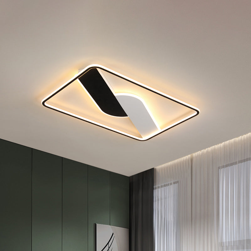 Geometric Pattern Metal Ceiling Light Fixture Modern Black LED Flush Mount Light for Living Room, 16"/35.5" Wide Clearhalo 'Ceiling Lights' 'Close To Ceiling Lights' 'Close to ceiling' 'Flush mount' Lighting' 1649555
