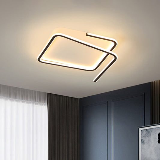 Simple Geometric Flush Mount Lamp Metallic 16"/19.5" Width LED Bedroom Flush Ceiling Light in Black/Gold, Warm/White Light Clearhalo 'Ceiling Lights' 'Close To Ceiling Lights' 'Close to ceiling' 'Flush mount' Lighting' 1649560