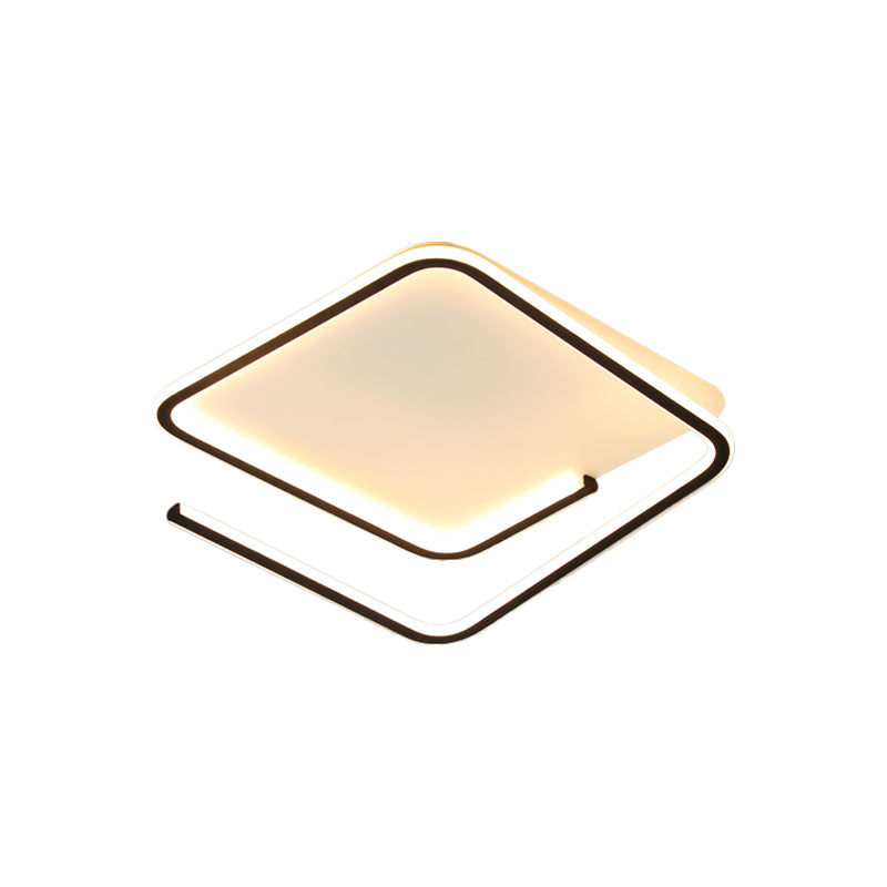 Simple Geometric Flush Mount Lamp Metallic 16"/19.5" Width LED Bedroom Flush Ceiling Light in Black/Gold, Warm/White Light Clearhalo 'Ceiling Lights' 'Close To Ceiling Lights' 'Close to ceiling' 'Flush mount' Lighting' 1649561