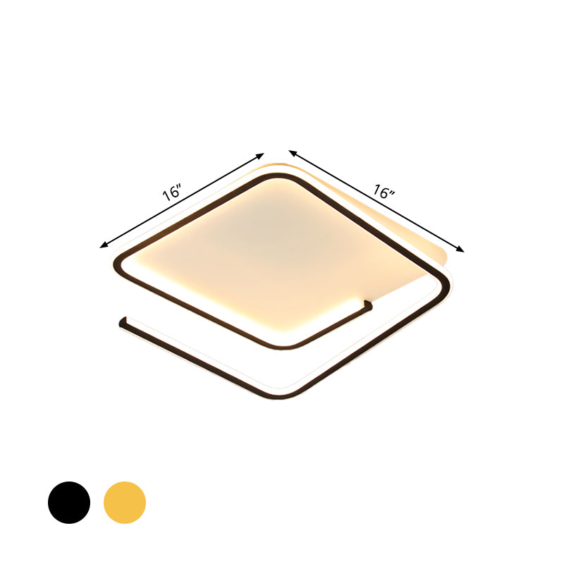 Simple Geometric Flush Mount Lamp Metallic 16"/19.5" Width LED Bedroom Flush Ceiling Light in Black/Gold, Warm/White Light Clearhalo 'Ceiling Lights' 'Close To Ceiling Lights' 'Close to ceiling' 'Flush mount' Lighting' 1649562