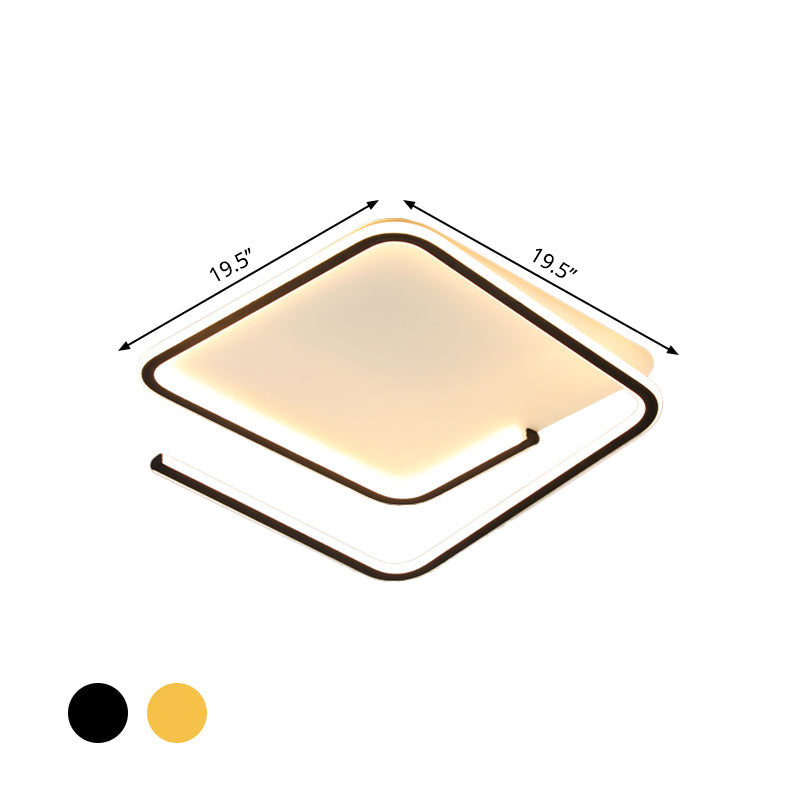 Simple Geometric Flush Mount Lamp Metallic 16"/19.5" Width LED Bedroom Flush Ceiling Light in Black/Gold, Warm/White Light Clearhalo 'Ceiling Lights' 'Close To Ceiling Lights' 'Close to ceiling' 'Flush mount' Lighting' 1649563