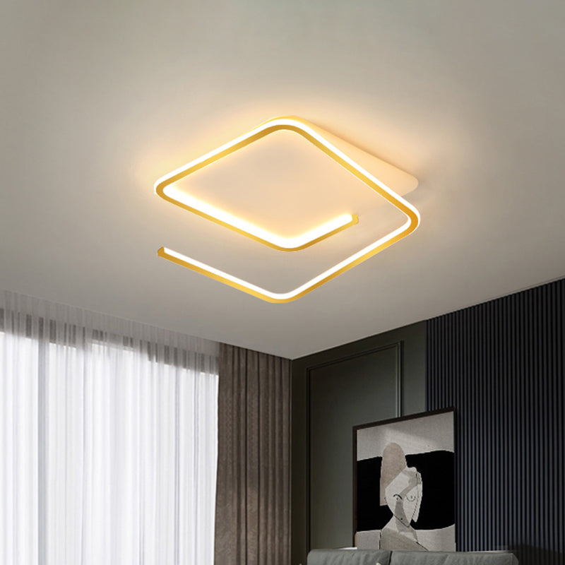 Simple Geometric Flush Mount Lamp Metallic 16"/19.5" Width LED Bedroom Flush Ceiling Light in Black/Gold, Warm/White Light Clearhalo 'Ceiling Lights' 'Close To Ceiling Lights' 'Close to ceiling' 'Flush mount' Lighting' 1649565