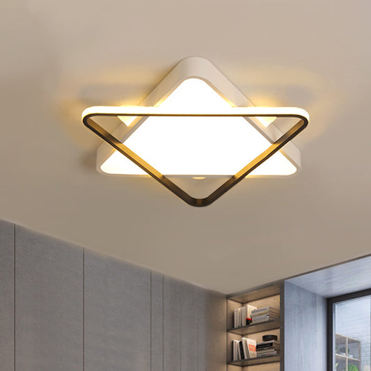 18"/23.5" Width LED Bedroom Ceiling Light Fixture Modern Gold Flush Mount Lamp with Double Triangle Acrylic Shade, Warm/White Light Black-White Clearhalo 'Ceiling Lights' 'Close To Ceiling Lights' 'Close to ceiling' 'Flush mount' Lighting' 1649568