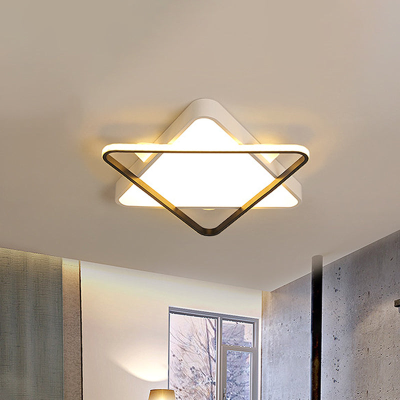 18"/23.5" Width LED Bedroom Ceiling Light Fixture Modern Gold Flush Mount Lamp with Double Triangle Acrylic Shade, Warm/White Light Clearhalo 'Ceiling Lights' 'Close To Ceiling Lights' 'Close to ceiling' 'Flush mount' Lighting' 1649569