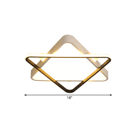 18"/23.5" Width LED Bedroom Ceiling Light Fixture Modern Gold Flush Mount Lamp with Double Triangle Acrylic Shade, Warm/White Light Clearhalo 'Ceiling Lights' 'Close To Ceiling Lights' 'Close to ceiling' 'Flush mount' Lighting' 1649571
