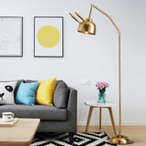 Rabbit Shape Floor Reading Light Nordic Style Metal 1-Bulb Gold Standing Lamp for Bedside Gold Clearhalo 'Floor Lamps' 'Lamps' Lighting' 1649595