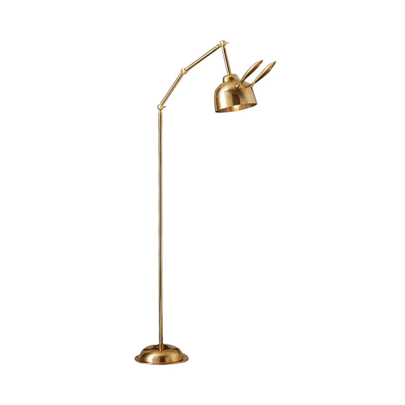 Rabbit Shape Floor Reading Light Nordic Style Metal 1-Bulb Gold Standing Lamp for Bedside Clearhalo 'Floor Lamps' 'Lamps' Lighting' 1649597