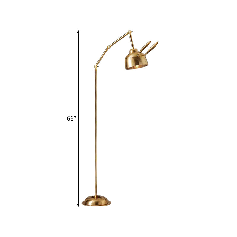 Rabbit Shape Floor Reading Light Nordic Style Metal 1-Bulb Gold Standing Lamp for Bedside Clearhalo 'Floor Lamps' 'Lamps' Lighting' 1649598