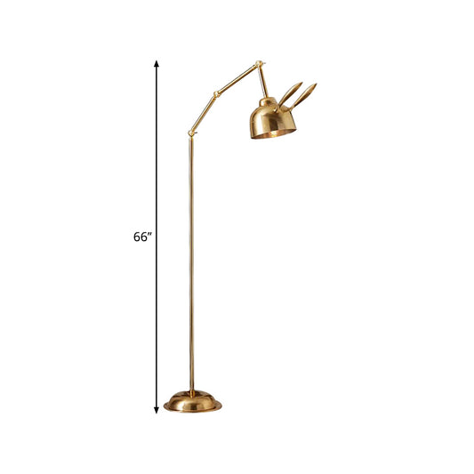 Rabbit Shape Floor Reading Light Nordic Style Metal 1-Bulb Gold Standing Lamp for Bedside Clearhalo 'Floor Lamps' 'Lamps' Lighting' 1649598