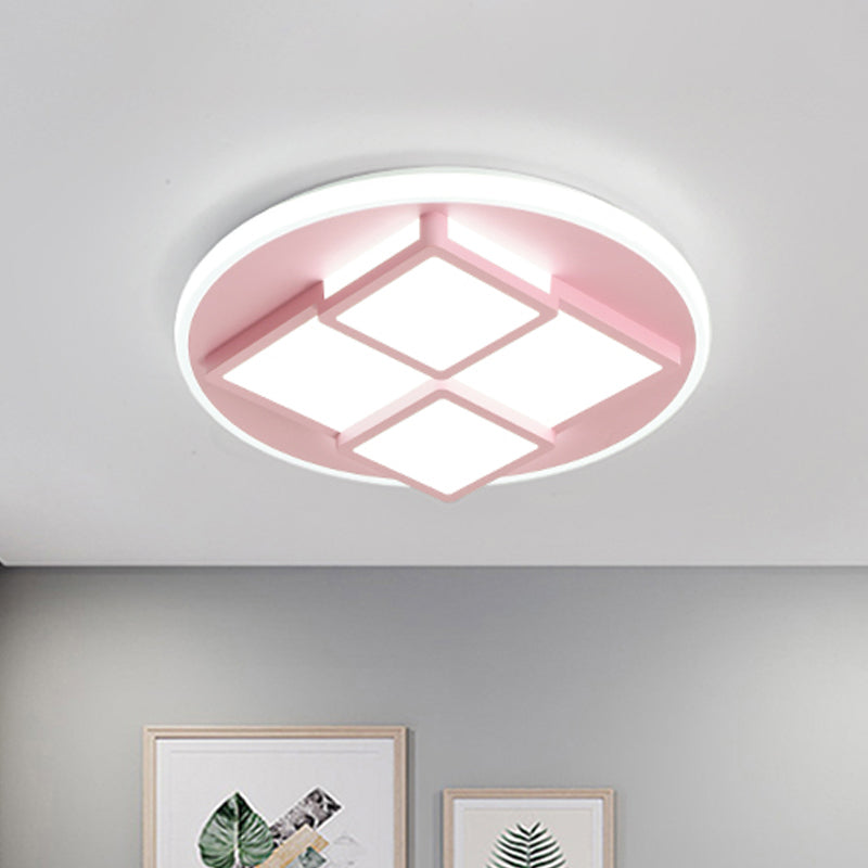 Square Acrylic Flush Ceiling Light Nordic Pink/White LED Flush Mount Lighting for Bedroom Clearhalo 'Ceiling Lights' 'Close To Ceiling Lights' 'Close to ceiling' 'Flush mount' Lighting' 1649613